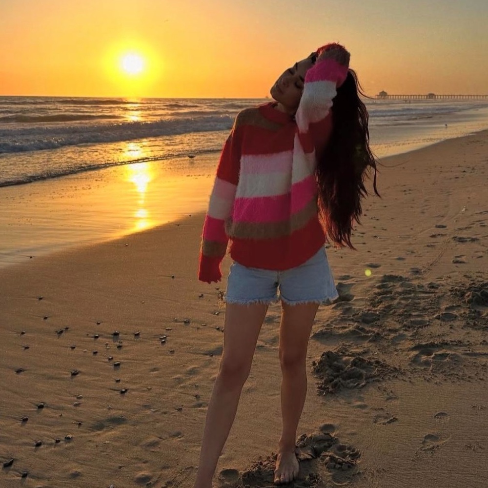 a new day Women's Striped Sweater - Red, Pink, Brown